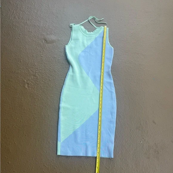 Aachoae Y2K Summer Sleeveless Bright Form-fitting Dress Green & Blue Size S - Picture 3 of 12